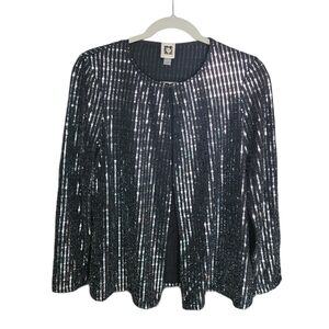 Anne Klein Black and Silver Sequin Blouse
